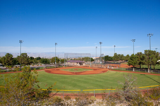View of recreational baseball field, USA
