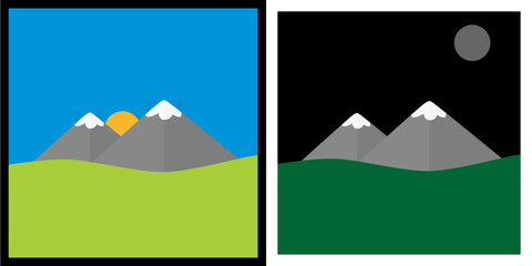 mountain landscape illustration idea collection for business company. simple logos, minimalist, abstract vector design, icon and favicon for brand identity Templates for all designs