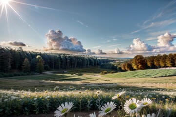 Sunrise over the rural village