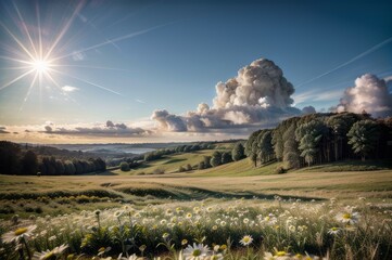 Sunrise over the rural village