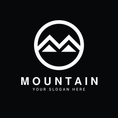 Unique Circular Mountain Logo Design with Lines