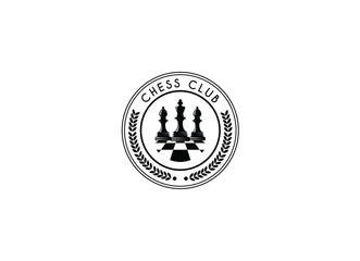 Vintage classic badge emblem chess club, chess tournament logo vector icon on white background