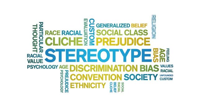 Stereotype animated tag word cloud;text design animation kinetic typography seamless loop.