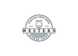 Fototapeta premium Shoe Horse Horseshoe for Country Western Cowboy Ranch logo design inspiration