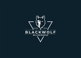 Wolf logo design. Black and white head wolf logo vector design