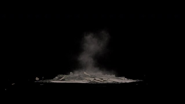 Meteors Explosion on Ground of fire and smoke (3D) Animation of a meteor shower isolated on black, effect background footage, motion graphics, overlay 4K drag-and-drop editing software blending modes