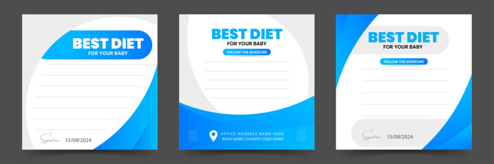 Healthcare social media post or diet chart banner