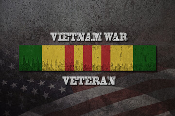 Vietnam Campaign Ribbon with Vietnam War Veteran inscription. Vietnam Veterans Day.