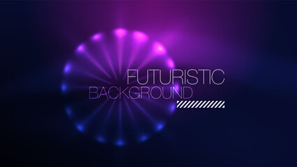 Circles with bright neon shiny light effects, abstract background wallpaper design