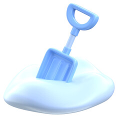 3d icon Snow Shovel, 3d illustration, 3d element, 3d rendering.