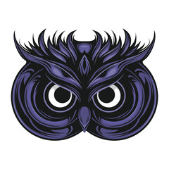 Owl head with big eyes Vector illustration