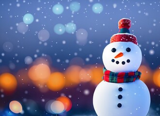 Fototapeta premium snowman winter, snowman with scarf