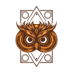 Owl head tattoo design vector illustration isolated on white background