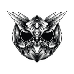 Owl Head Black and White