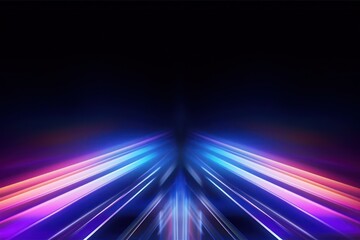 Colorful prisms emitting neon lights amidst darkness. Abstract symmetry futuristic background