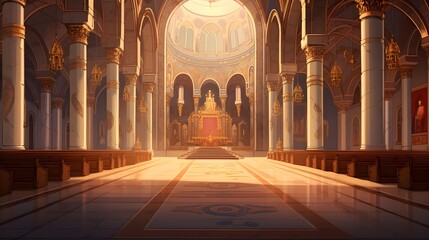 interior anime background of the holy sepulchre church