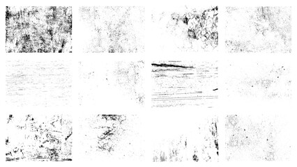 Set of grunge textures. Vector distress overlay textures.