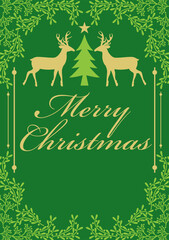 Vector illustration of Merry Christmas and Happy Holidays cards with New Year tree, reindeers, snowflakes, floral frames and backgrounds design. Modern universal artistic templates.social media,church