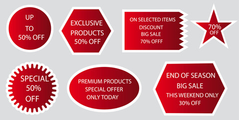 Vector illustration of red ribbon promotion label collection