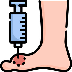 Gout injection filled outline icon. For presentation, graphic design, mobile application, web design, infographics or UI.