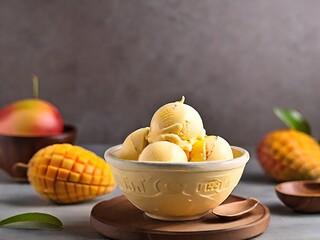 Mango Ice Cream in a Bowl