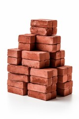 Stack of red bricks isolated on dark background
