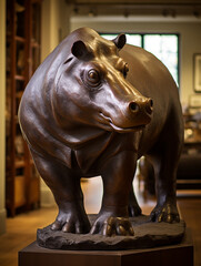 A Bronze Statue of a Hippo