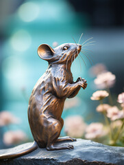 A Bronze Statue of a Mouse