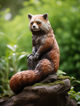 A Bronze Statue of a Red Panda