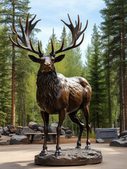 A Bronze Statue of an Elk