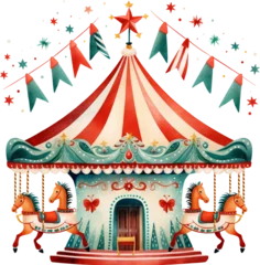 Poster Watercolor Children 's Christmas Carousel © Md Shahjahan