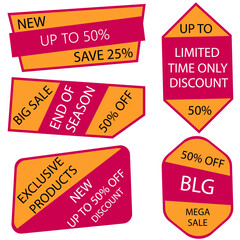 Big Sale Sticker Template. Discount Up to 50%. Vector Template Sticker