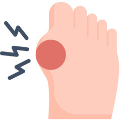 Gout in the foot flat icon. For presentation, graphic design, mobile application, web design, infographics or UI.