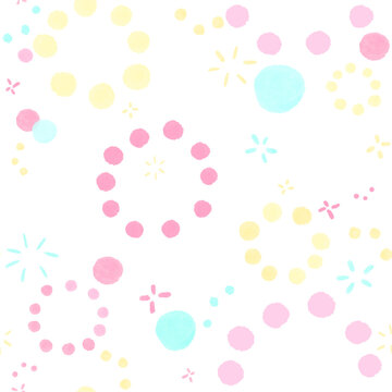 Colorful hand drawn round shapes, twinkle star and doodles. Childish cute drawing. 