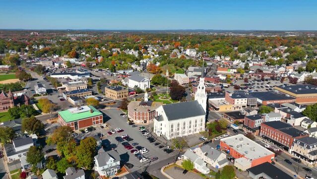First Congregational Church of Woburn at 322 Main Street in historic downtown Woburn, Massachusetts MA, USA. 
