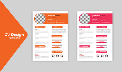 Professional Clean Modern Resume design template for Business Job Applications, Minimalist resume cv template,cv design,