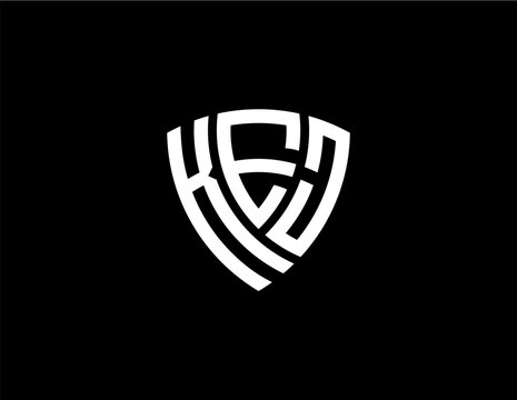 KEJ creative letter shield logo design vector icon illustration