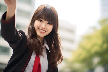 Fototapeta premium Cute Japanese middle school girl