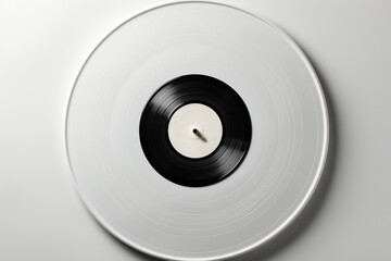 Modern minimalist vinyl record mockup in all white, perfect for showcasing your contemporary music tracks, Generative A