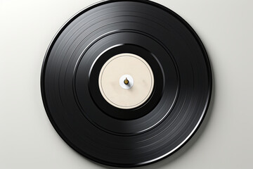 Vinyl record with a blank white label, ideal for displaying your personalized mixtape or vinyl collection, Generative AI