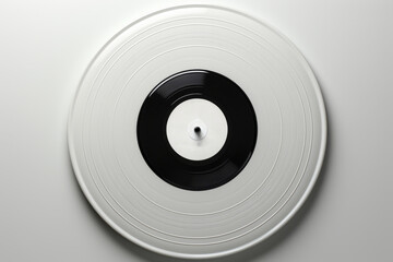 White vinyl record with a minimalistic design, perfect for showcasing your ambient and instrumental music tracks, Generative AI