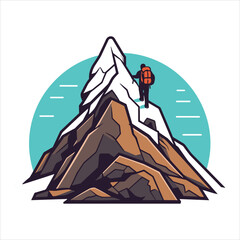 mountain climbing hiking logo vector