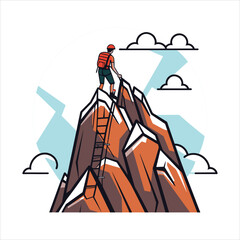 mountain climbing hiking logo vector