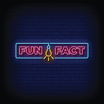 Neon Sign fun fact with brick wall background vector