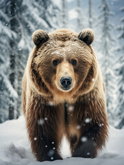 A Photo of a Bear in a Winter Setting
