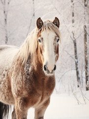 A Photo of a Horse in a Winter Setting