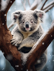 A Photo of a Koala in a Winter Setting