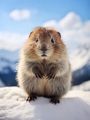 Fototapeta premium A Photo of a Lemming in a Winter Setting