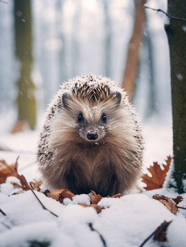 A Photo of a Hedgehog in a Winter Setting