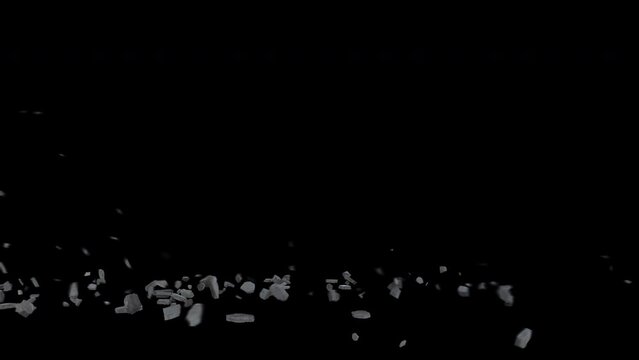 Rocks, tree branches, house roofs, and flying debris from violent storms  effect background footage, motion graphics, overlay 4K drag-and-drop editing software blending modes